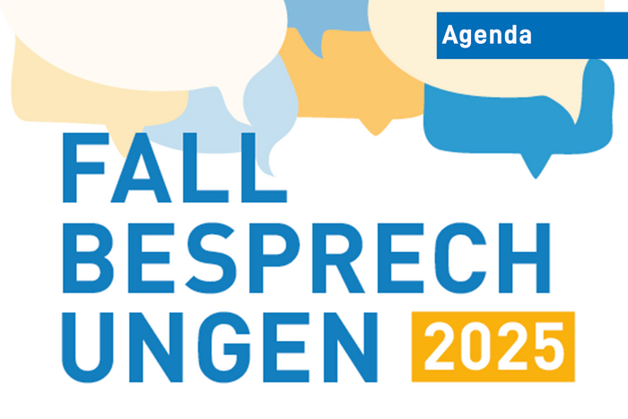 Sprechblasen in verschiedenen Farben sowie der Text: "Fallbesprechungen 2025"