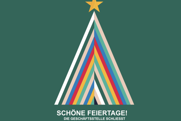 Grafik eines abstrakten Weihnachtsbaums in den Farben von palliative aargau